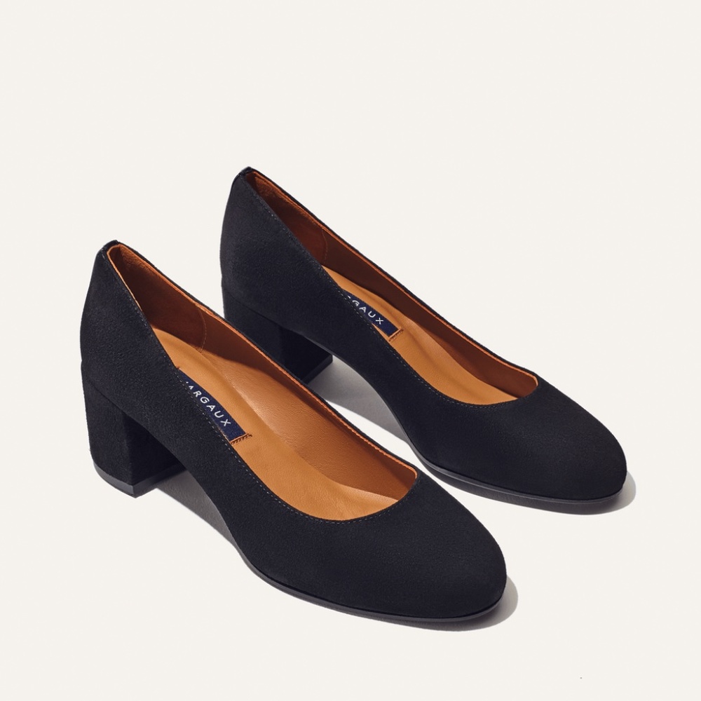 Margaux The Heel in Black Suede. Size 37M/US 7